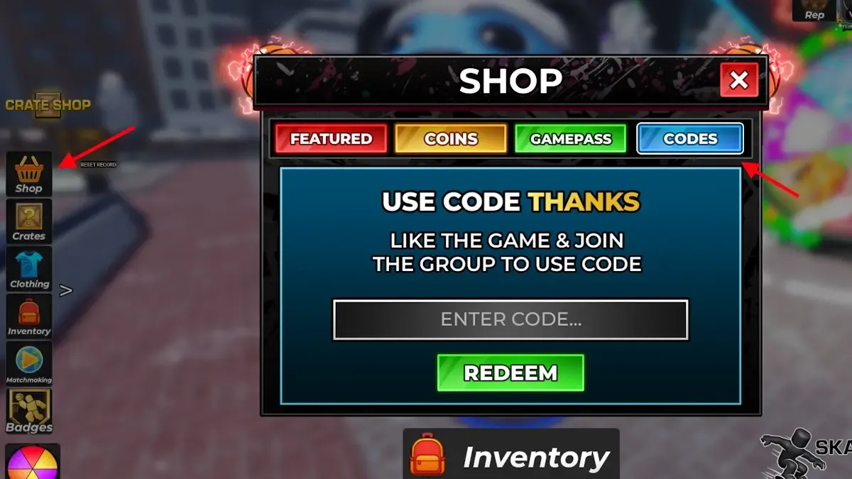 Type a working code in the ‘Code’ box and click the Confirm button