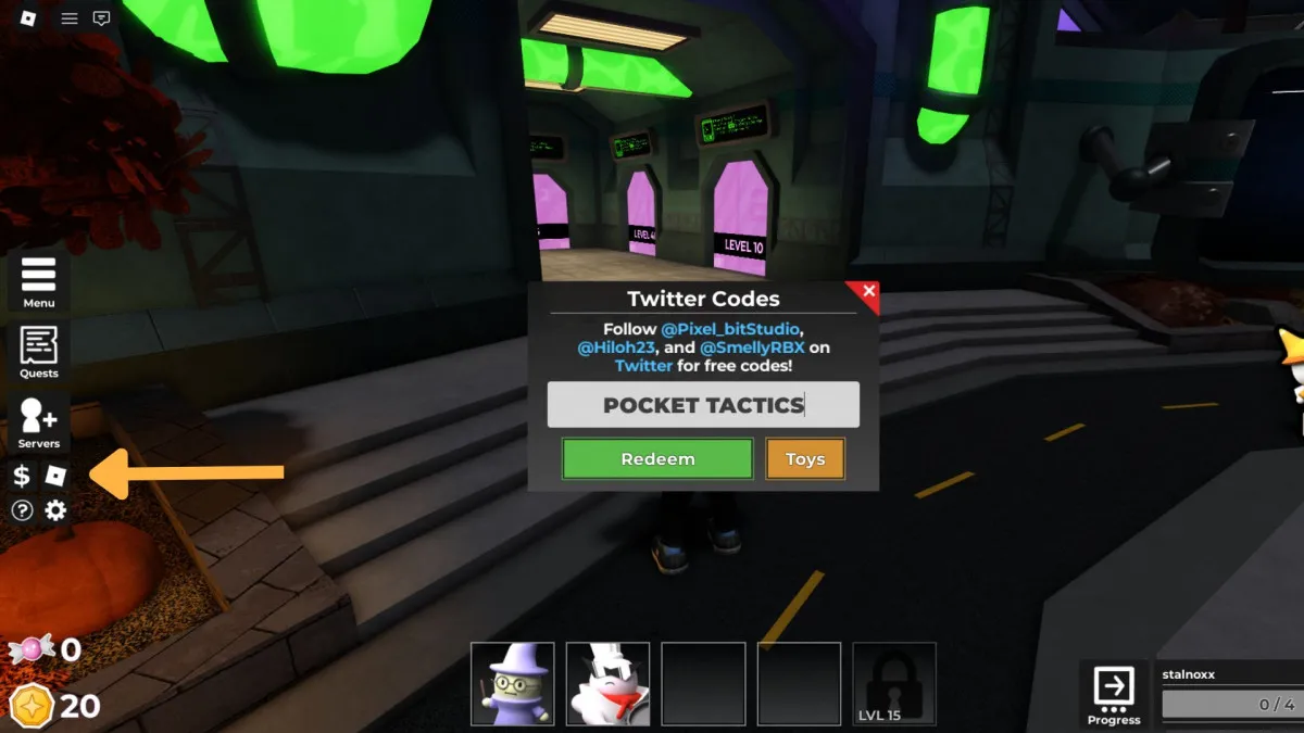 Tap the Roblox logo-shaped icon on the left side of the screen