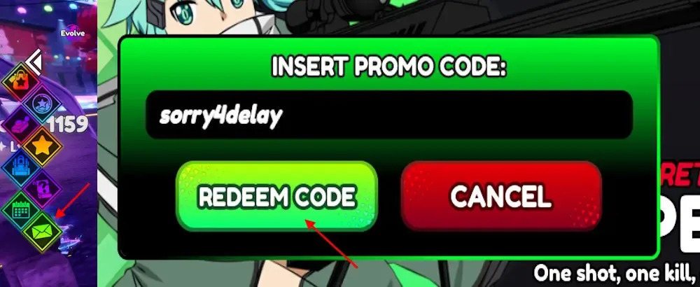 Type a working code and click Redeem Code