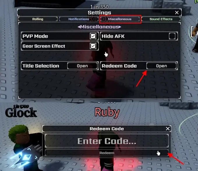 Click the open button next to the “Redeem code” option