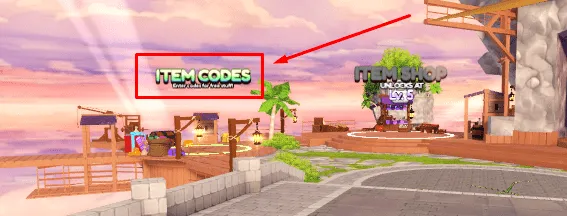 The ITEM CODES area next to the ITEM SHOP