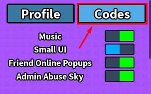 click on the Codes button